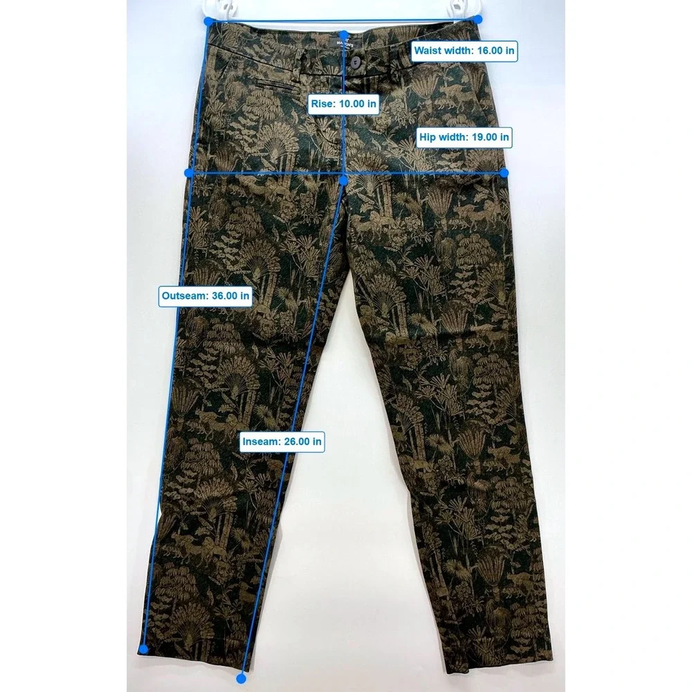 Masons New York Slim‎ Jacquard Brocade Jungle Animal Print Pants Safari Italian